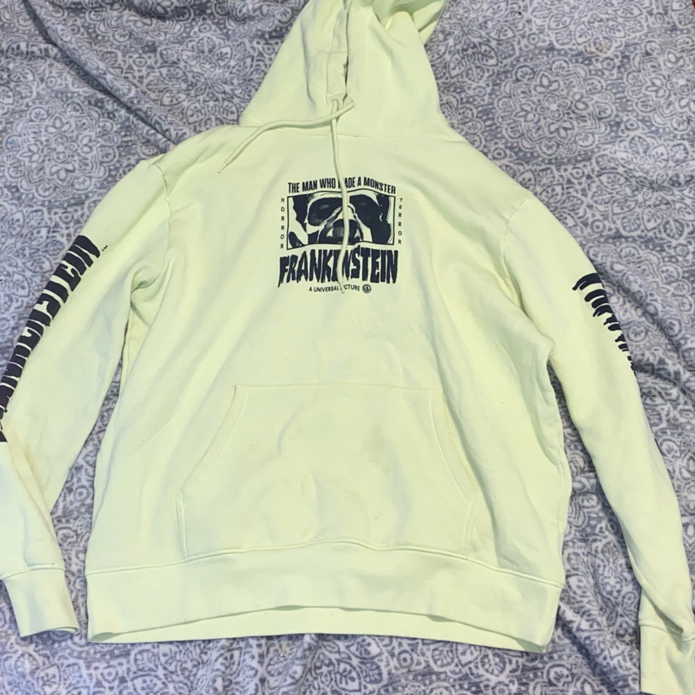 Men's Frankenstein Universal Monsters Sweatshirt Hoodie Lime H&M